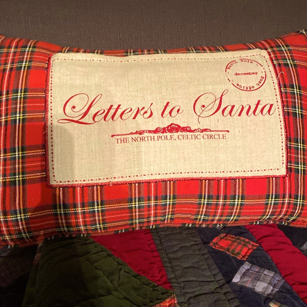 Letters to Santa throw pillow.